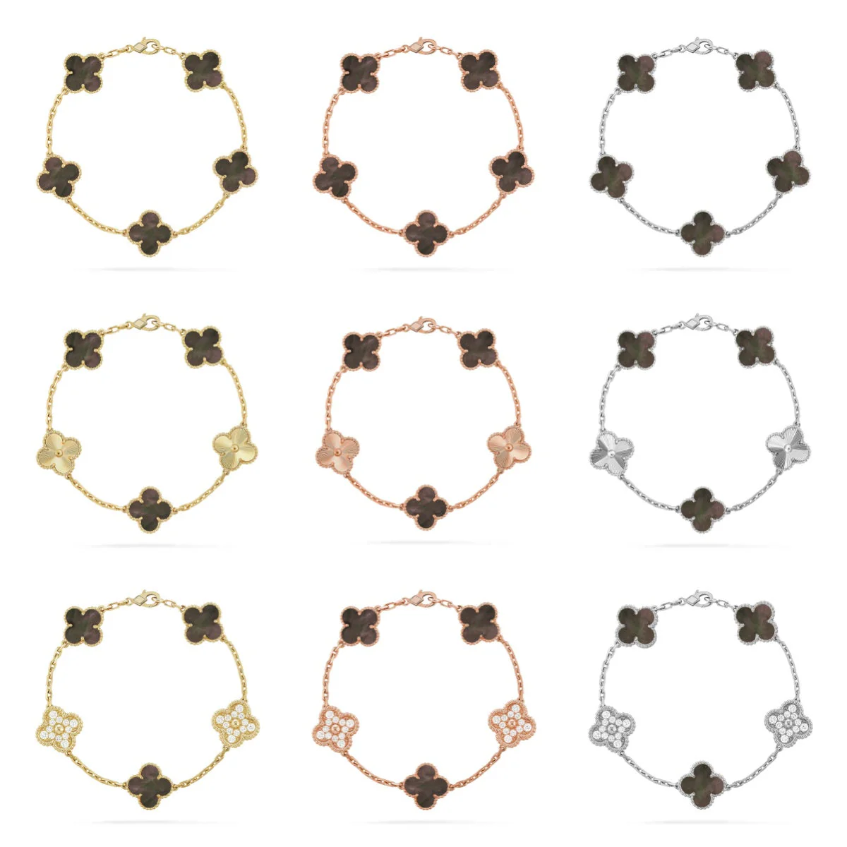 [Stellar Jewelry] CLOVER 5 MOTIF GRAY MOP BRACELET COLLECTION