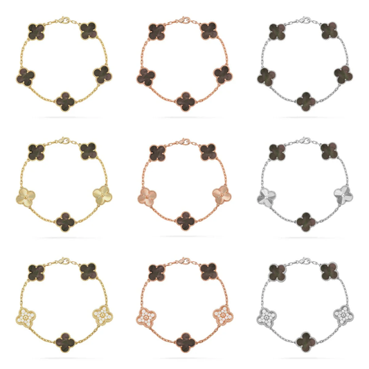 [Stellar Jewelry] CLOVER 5 MOTIF GRAY MOP BRACELET COLLECTION