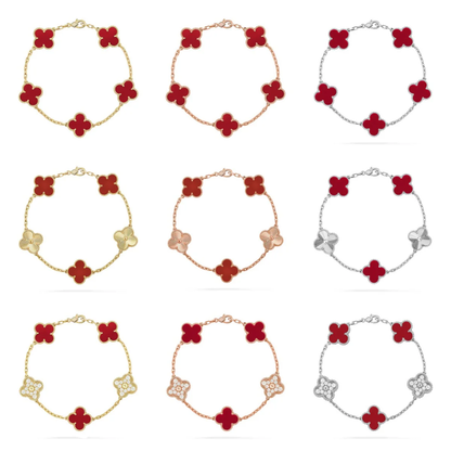 [Stellar Jewelry] CLOVER 5 MOTIF RED CORNELIAN BRACELET COLLECTION