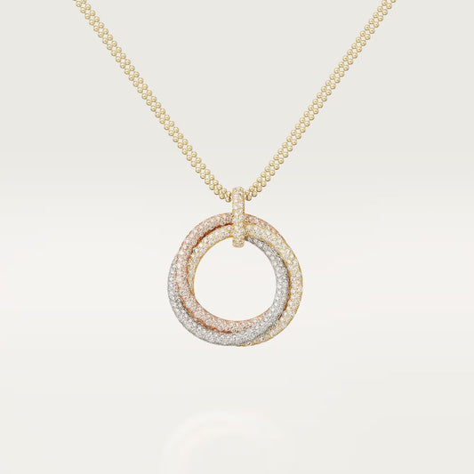 [Stellar Jewelry]TRINITY LARGE FULL DIAMOND  NECKLACE