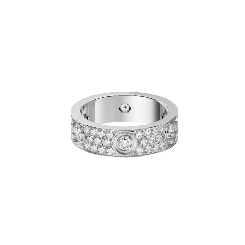 [Stellar Jewelry]LOVE 5.5MM FULL-PAVE 6-DIAMOND RING