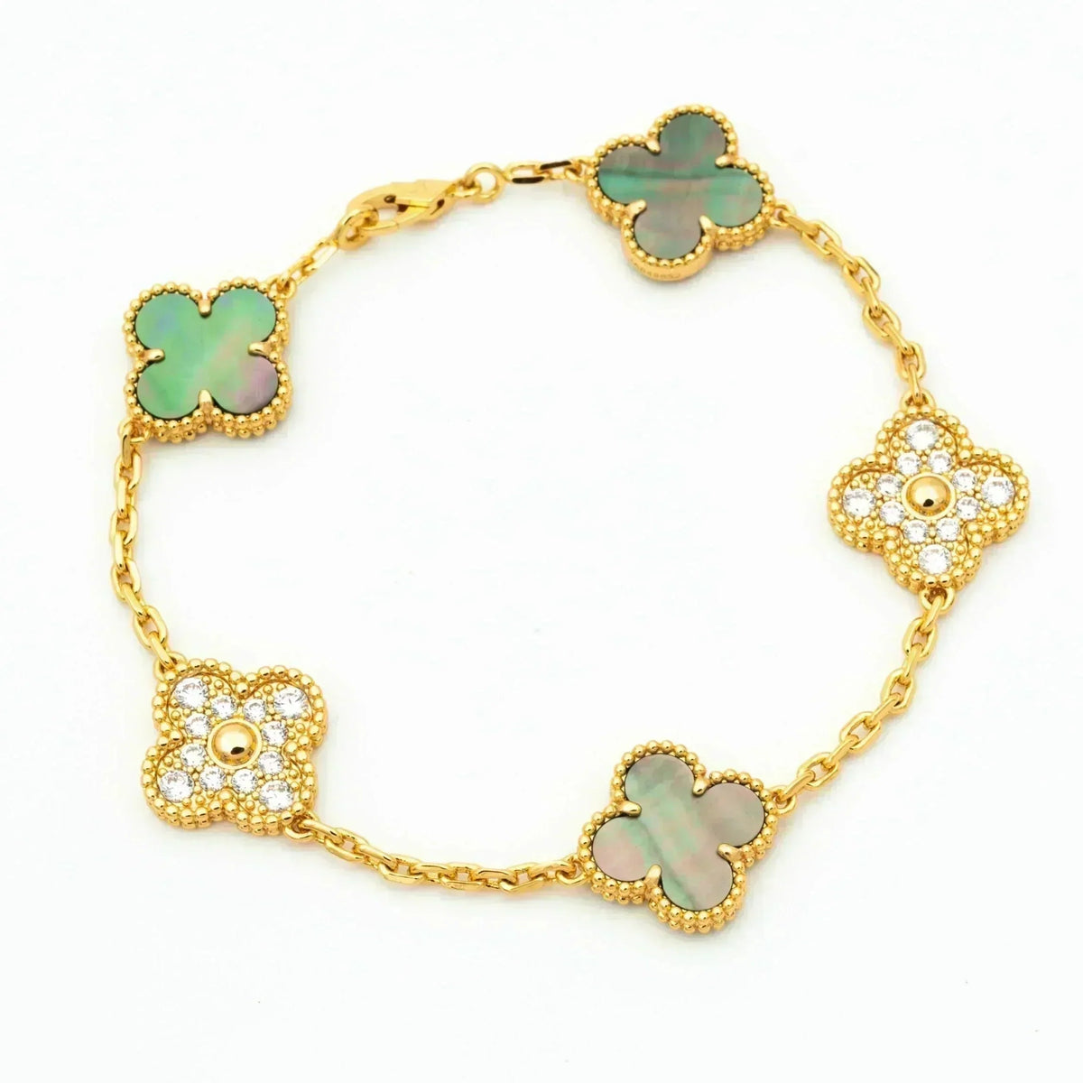 [Stellar Jewelry] CLOVER 5 MOTIF GRAY MOP BRACELET COLLECTION
