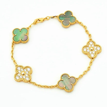 [Stellar Jewelry] CLOVER 5 MOTIF GRAY MOP BRACELET COLLECTION