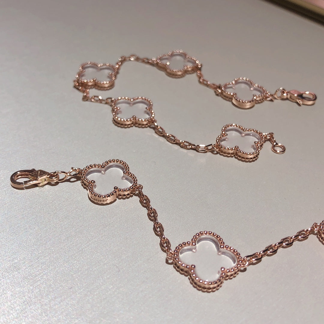[Stellar Jewelry]CLOVER 5 MOTIF ROCK CRYSTAL BRACELET