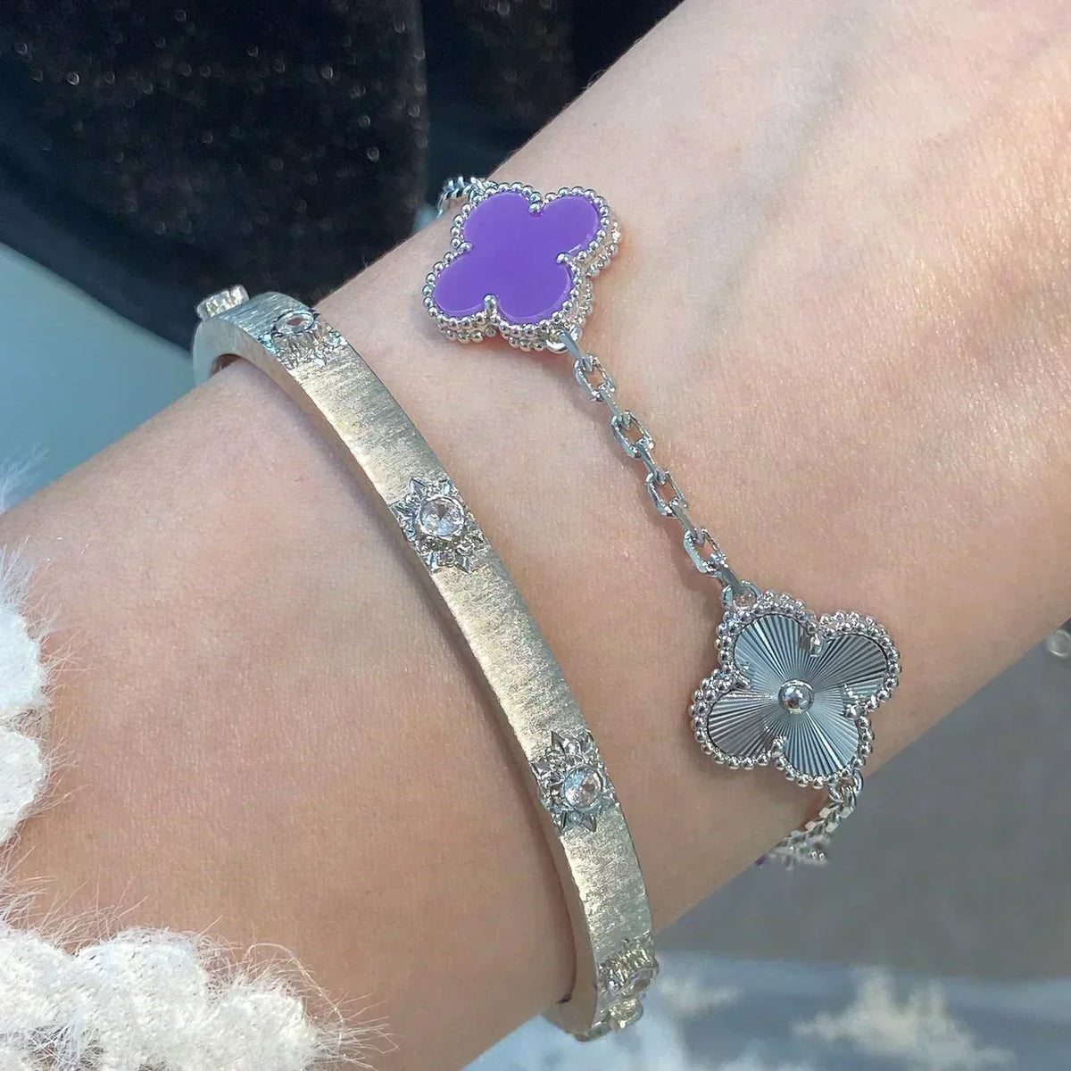 [Stellar Jewelry] CLOVER 5 MOTIF VIOLET BRACELET COLLECTION