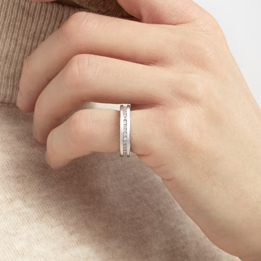 [Stellar Jewelry]ZERO 1 ONE-BAND PAVED DIAMONDS ON THE SPIRAL RING