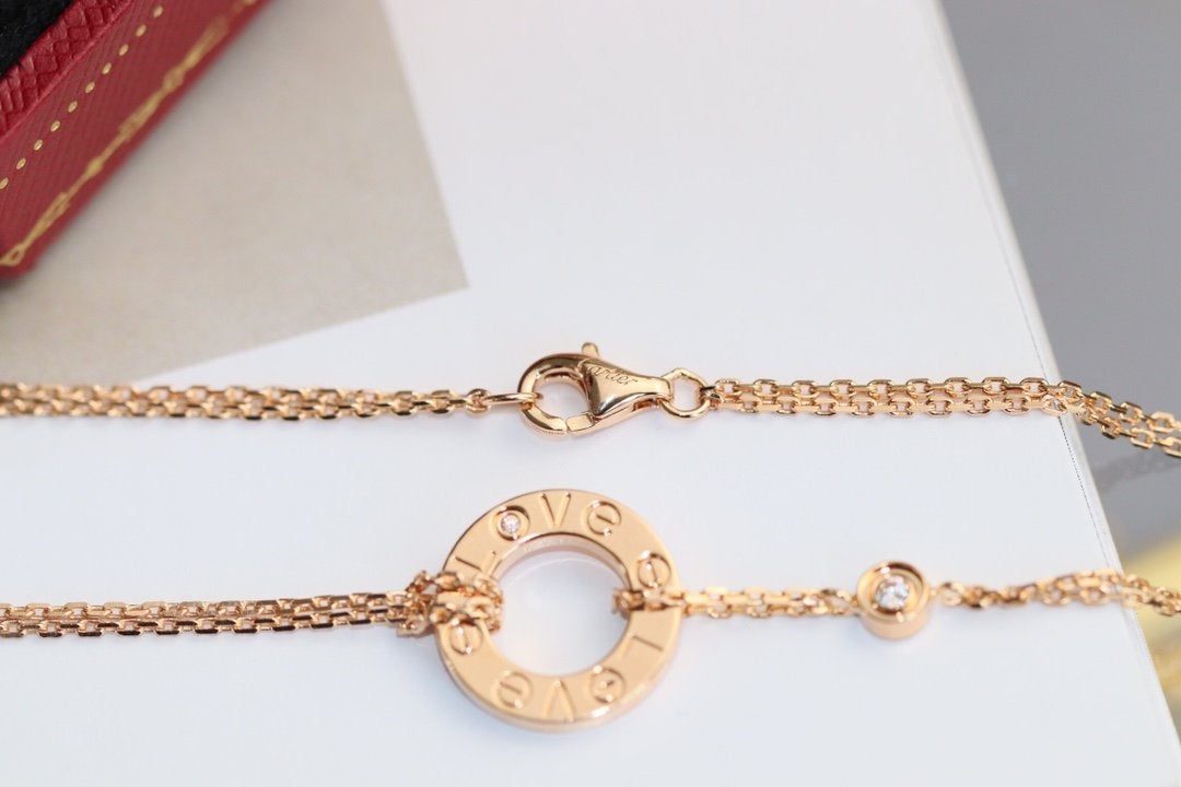 [Stellar Jewelry]LOVE NECKLACE ADJUSTABLE ROSE GOLD 2 DIAMOND