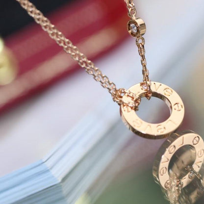 [Stellar Jewelry]LOVE NECKLACE ADJUSTABLE ROSE GOLD 2 DIAMOND