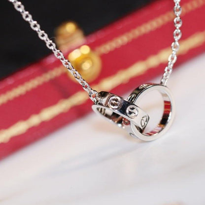 [Stellar Jewelry]LOVE NECKLACE PINK GOLD AND SILVER