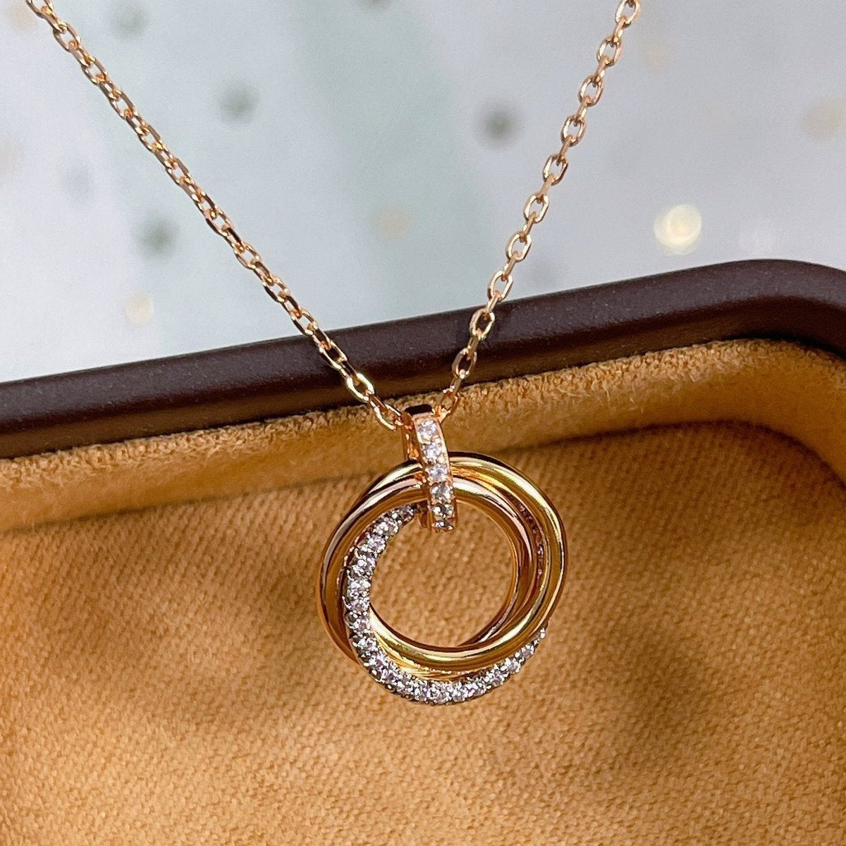 [Stellar Jewelry]TRINITY NECKLACE SILVER GOLD PINK GOLD DIAMONDS