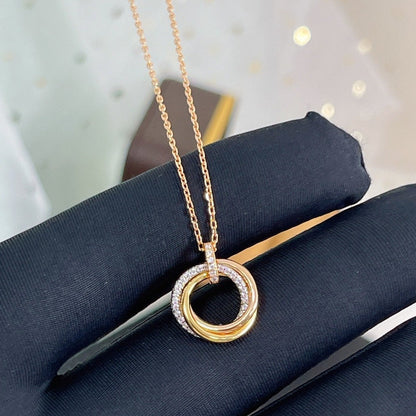 [Stellar Jewelry]TRINITY NECKLACE SILVER GOLD PINK GOLD DIAMONDS