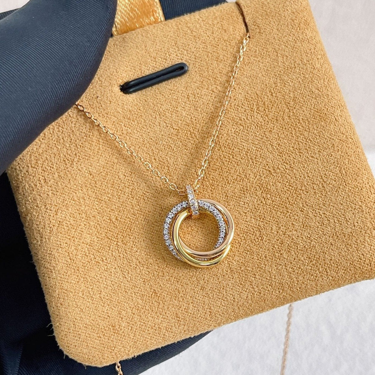 [Stellar Jewelry]TRINITY NECKLACE SILVER GOLD PINK GOLD DIAMONDS