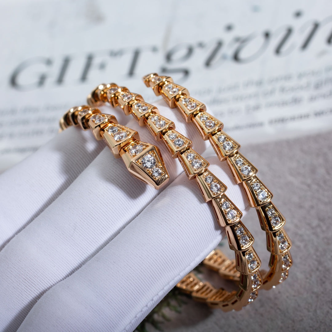 [Stellar Jewelry]SERPENTI BRACELET PINK GOLD DIAMOND DOUBLE ROW