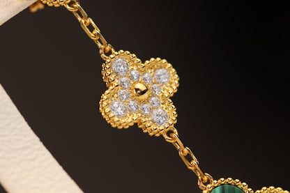 [Stellar Jewelry]CLOVER EARRINGS GOLD MALACHITE DIAMOND 3 MOTIF