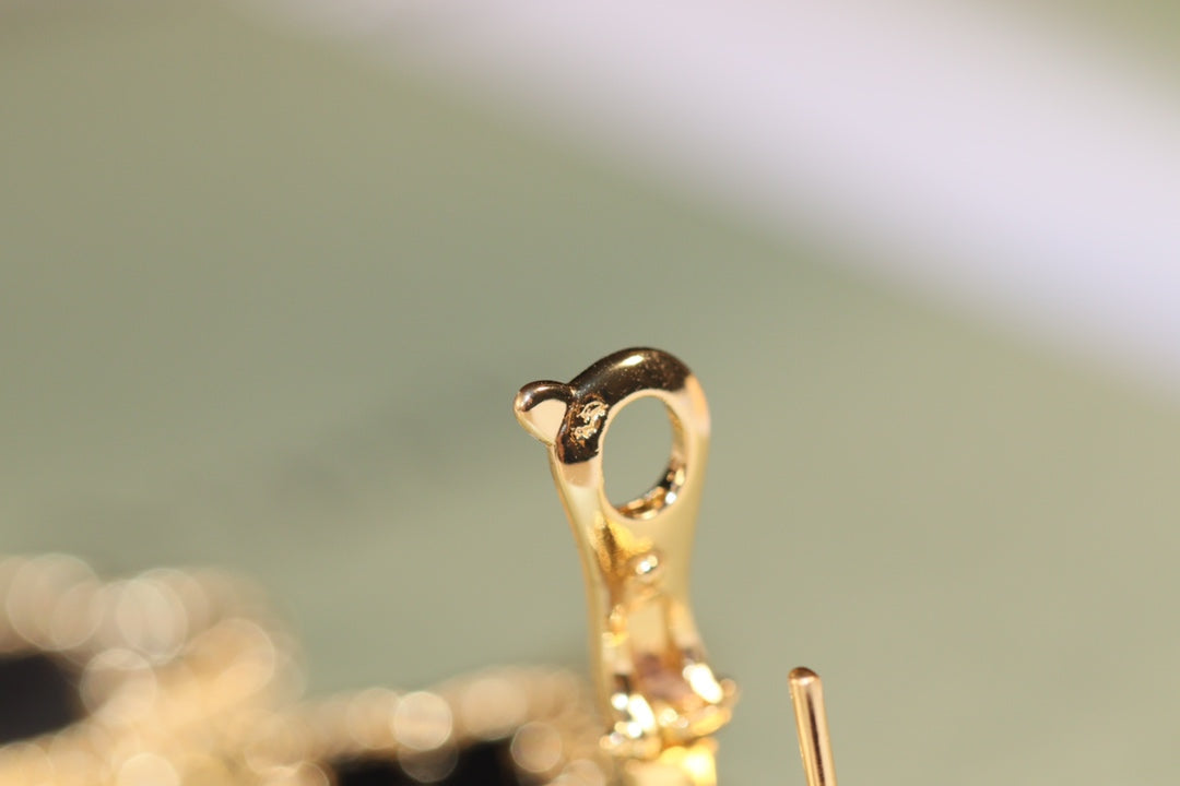 [Stellar Jewelry]CLOVER EARRINGS GOLD ONYX MOP 3 MOTIF