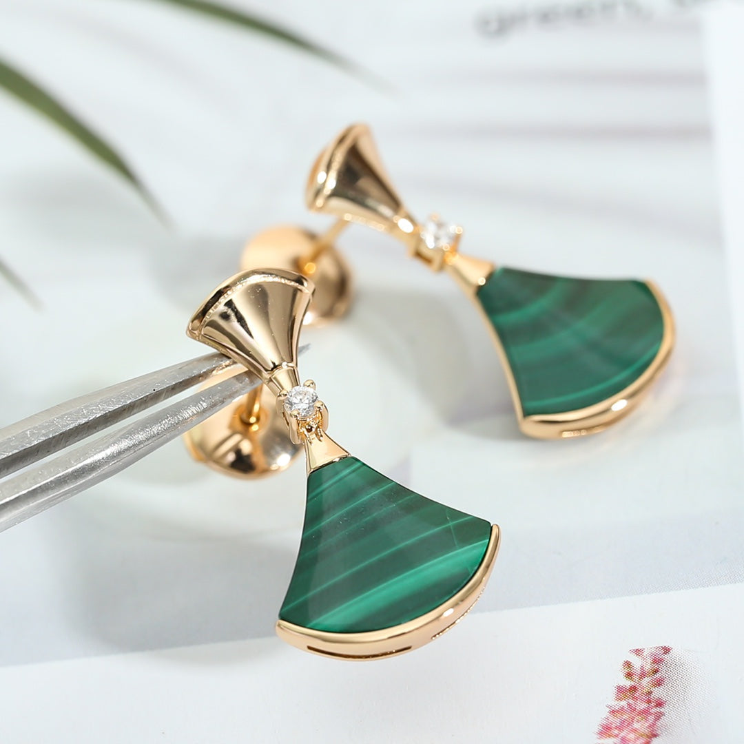 [Stellar Jewelry]DREAM MALACHITE PINK GOLD EARRINGS