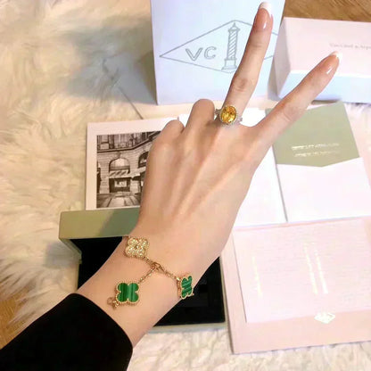 [Stellar Jewelry] CLOVER 5 MOTIF MALACHITE BRACELET COLLECTION
