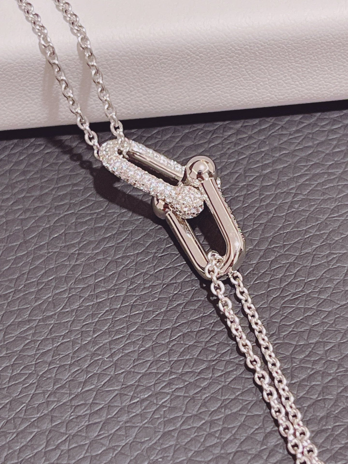 [Stellar jewels]HARDWEAR DOUBLE LINK PEDANT SILVER DIAMOND NECKLACE