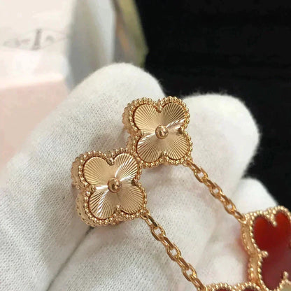 [Stellar Jewelry]CLOVER 2 MOTIF  LASER CARNELIAN EARRINGS