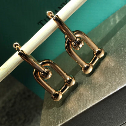 [Stellar jewels]HARDWARE DROP EARRINGS DOUBLE LINK