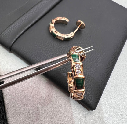 [Stellar Jewelry]SERPENTI MALACHITE PINK GOLD EARRINGS