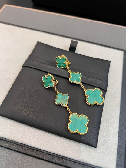 [Stellar Jewelry]CLOVER MALACHITE 3 MOTIFS GOLD
