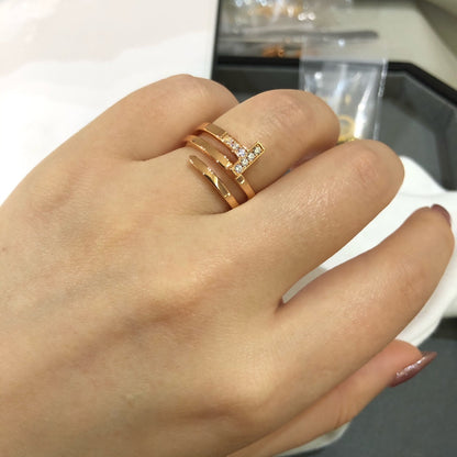 [Stellar jewels]T WIRE DOUBLE ROWS RING PINK GOLD