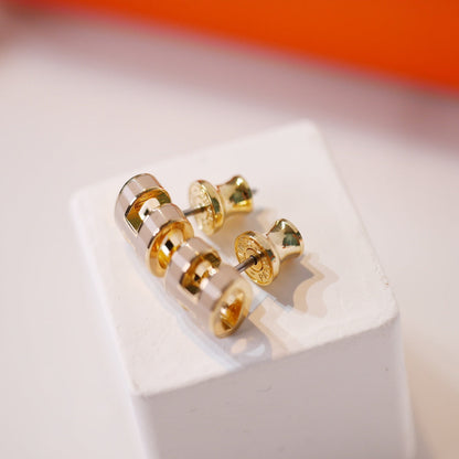 [Stellar Jewelry]MINI POP H GOLD EARRINGS GREY