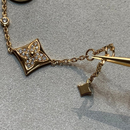 [Stellar Jewelry]STAR AND SUN 4 MOTIFS GOLD DIAMONDS BRACELET