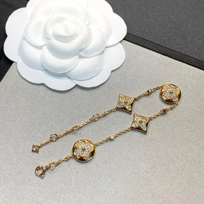 [Stellar Jewelry]STAR AND SUN 4 MOTIFS GOLD DIAMONDS BRACELET