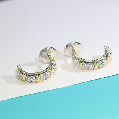 [Stellar jewels]TWENTY STONE HOOP GOLD EARRINGS