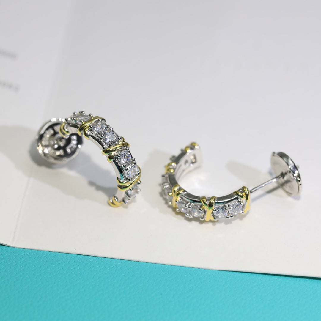 [Stellar jewels]TWENTY STONE HOOP GOLD EARRINGS