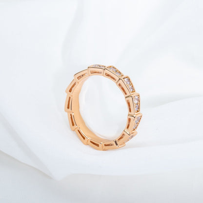 [Stellar Jewelry]SERPENTI RING PINK GOLD DIAMOND PAVED 3MM