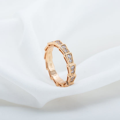 [Stellar Jewelry]SERPENTI RING PINK GOLD DIAMOND PAVED 3MM