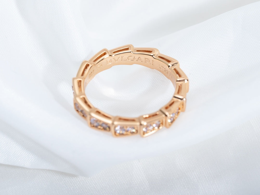 [Stellar Jewelry]SERPENTI RING PINK GOLD DIAMOND PAVED 3MM