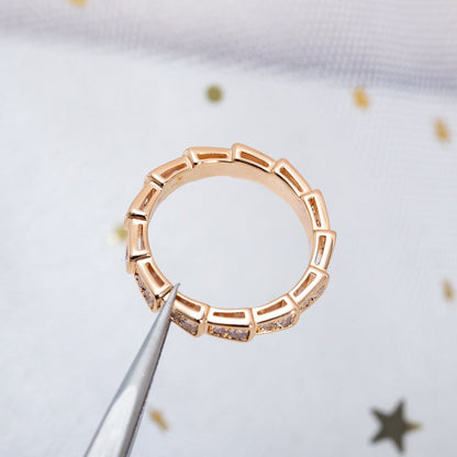 [Stellar Jewelry]SERPENTI RING PINK GOLD DIAMOND PAVED 3MM