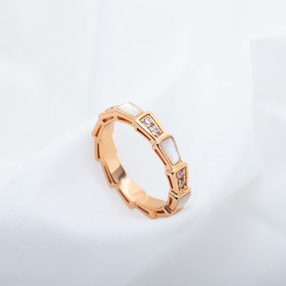 [Stellar Jewelry]SERPENTI RING PINK GOLD DIAMOND MOP 3MM