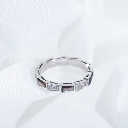 [Stellar Jewelry]SERPENTI RING SILVER  DIAMOND BLACK MOP 3MM