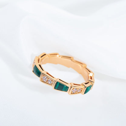 [Stellar Jewelry]SERPENTI RING PINK GOLD MALACHITE DIAMOND 3MM