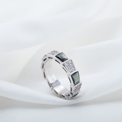[Stellar Jewelry]SERPENTI RING SILVER DIAMOND BLACK MOP 4MM