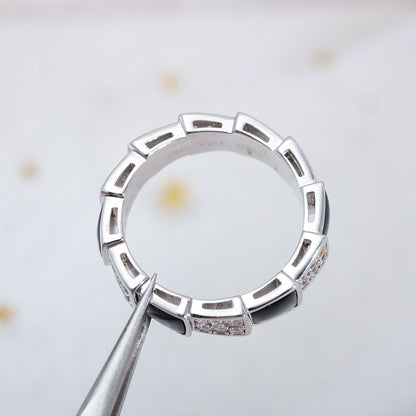 [Stellar Jewelry]SERPENTI RING SILVER DIAMOND BLACK MOP 4MM