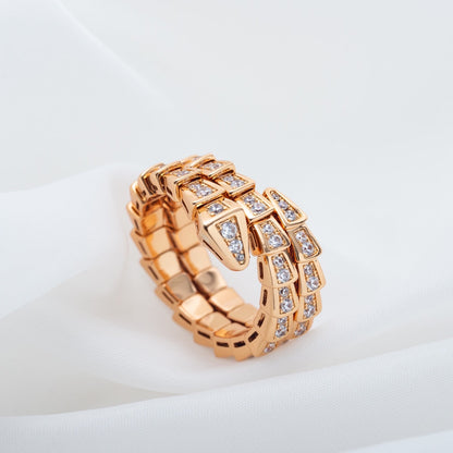 [Stellar Jewelry]SERPENTI RING PINK GOLD DIAMOND DOUBLE ROW
