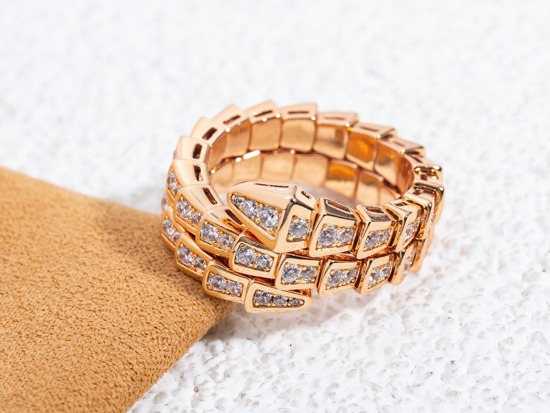 [Stellar Jewelry]SERPENTI RING PINK GOLD DIAMOND DOUBLE ROW