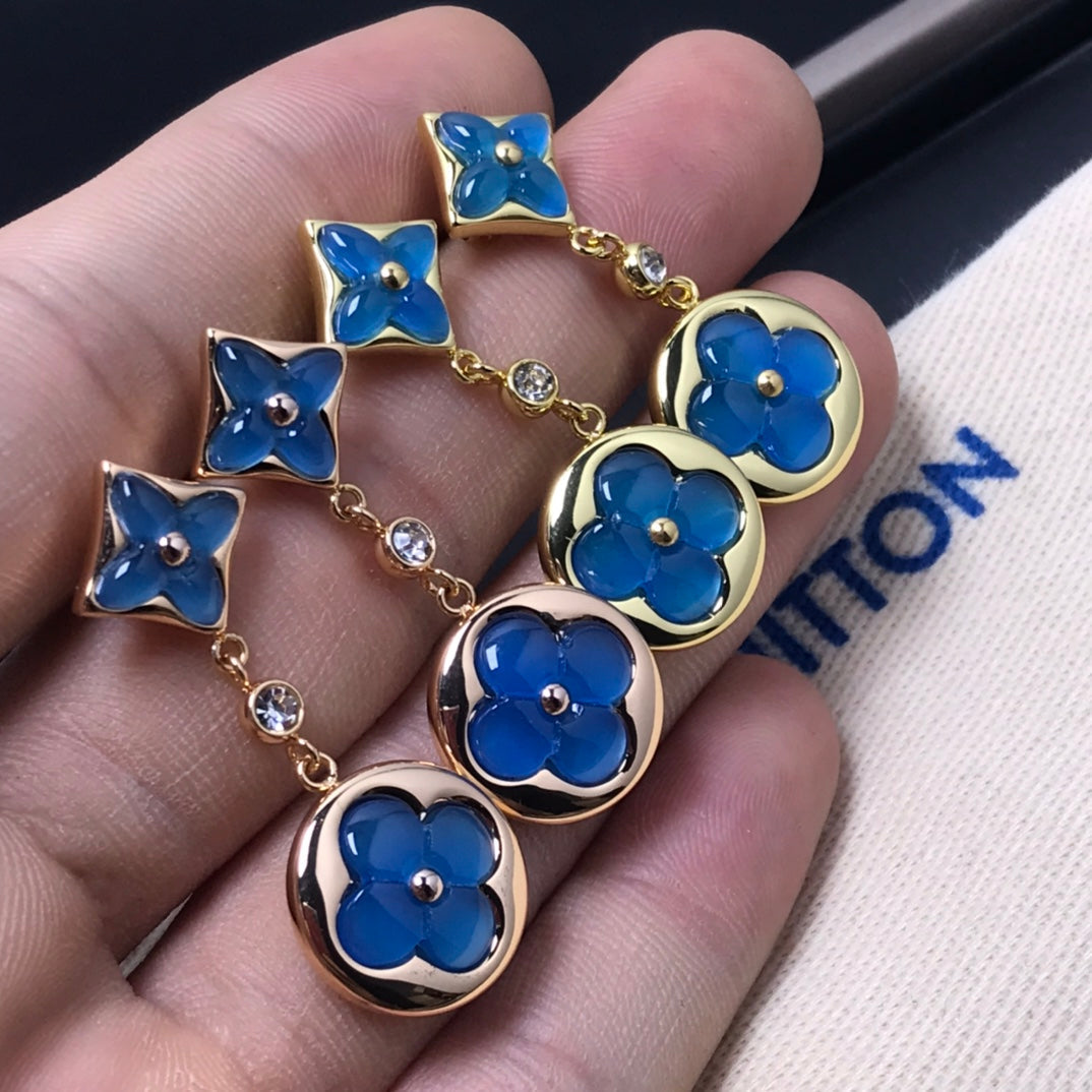 [Stellar Jewelry]STAR AND SUN AGATE DIAMOND EARRINGS
