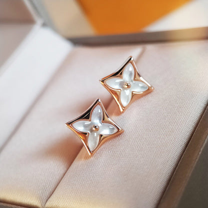 [Stellar Jewelry]STAR MOP PINK GOLD EARRINGS