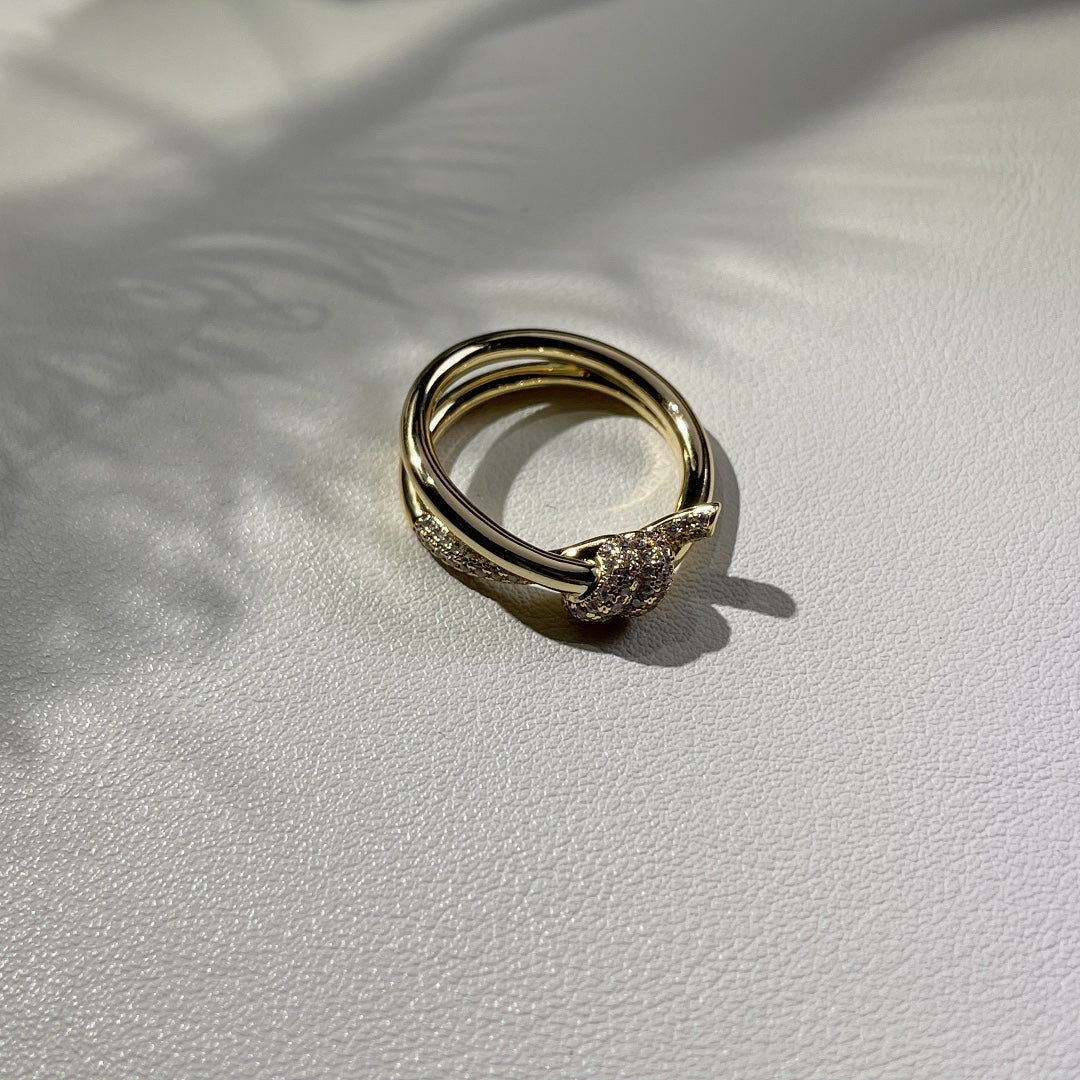 [Stellar jewels]KNOT RING DOUBLE ROW GOLD DIAMOND