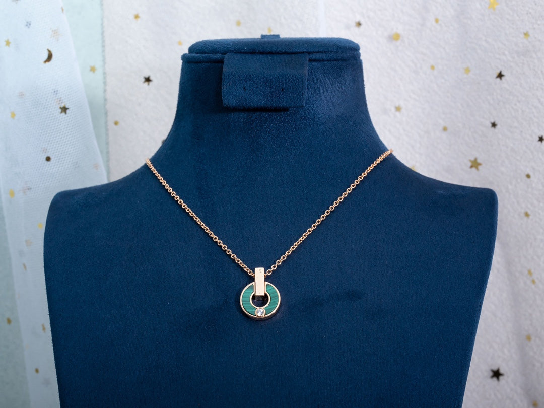 [Stellar Jewelry]GARI NECKLACE PINK GOLD MALACHITE