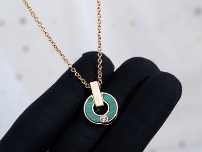 [Stellar Jewelry]GARI NECKLACE PINK GOLD MALACHITE