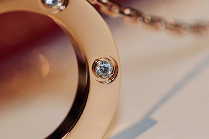 [Stellar Jewelry]LOVE NECKLACE 16MM 6 DIAMONDS PINK GOLD