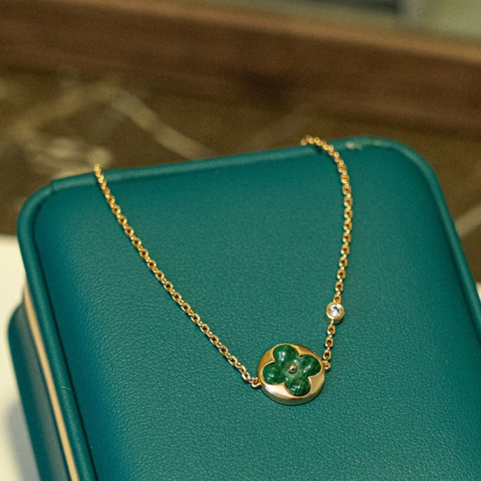 [Stellar Jewelry]SUN MALACHITE 1 DIAMOND PINK GOLD BRACELET